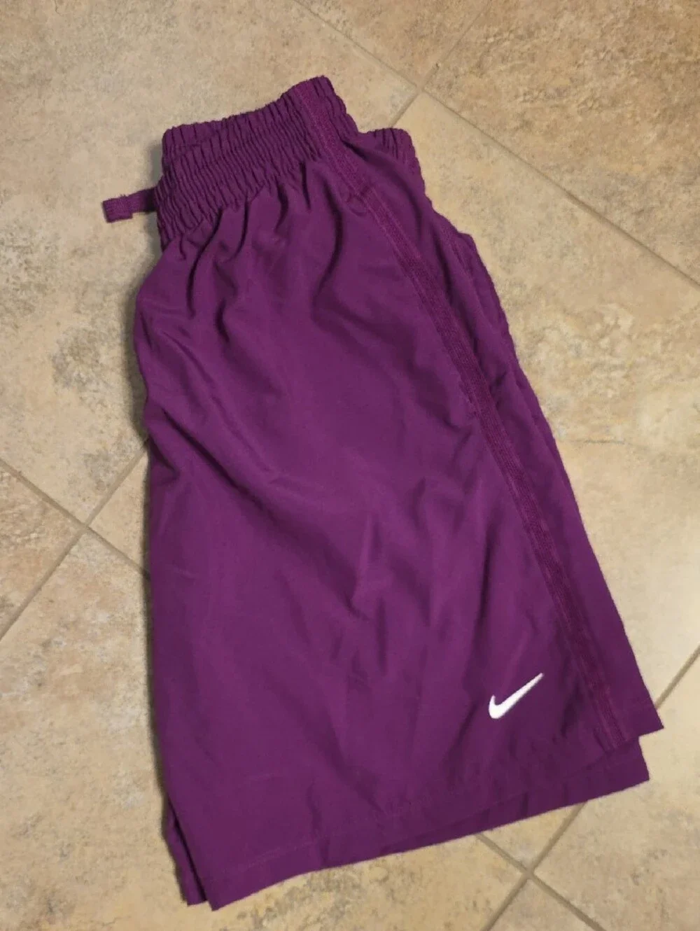 Nike Purple Training Shorts with White Swoosh Girls Youth